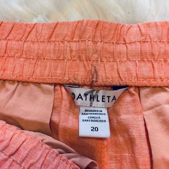 NWOT Athleta peach 100% linen Cabo 4” shorts - Picture 8 of 8